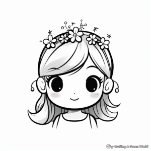 Dainty Flower Girl Tiara Coloring Pages 1