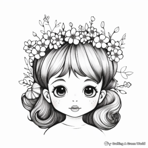 Dainty Flower Girl Tiara Coloring Pages 2