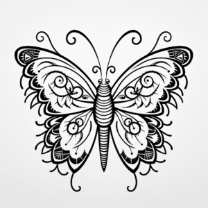 Dainty Hairstreak Butterfly Mandala Coloring Pages 1