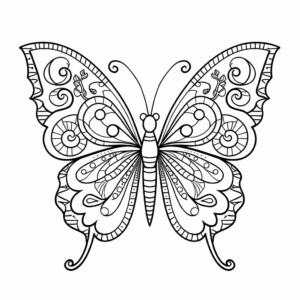 Dainty Hairstreak Butterfly Mandala Coloring Pages 2