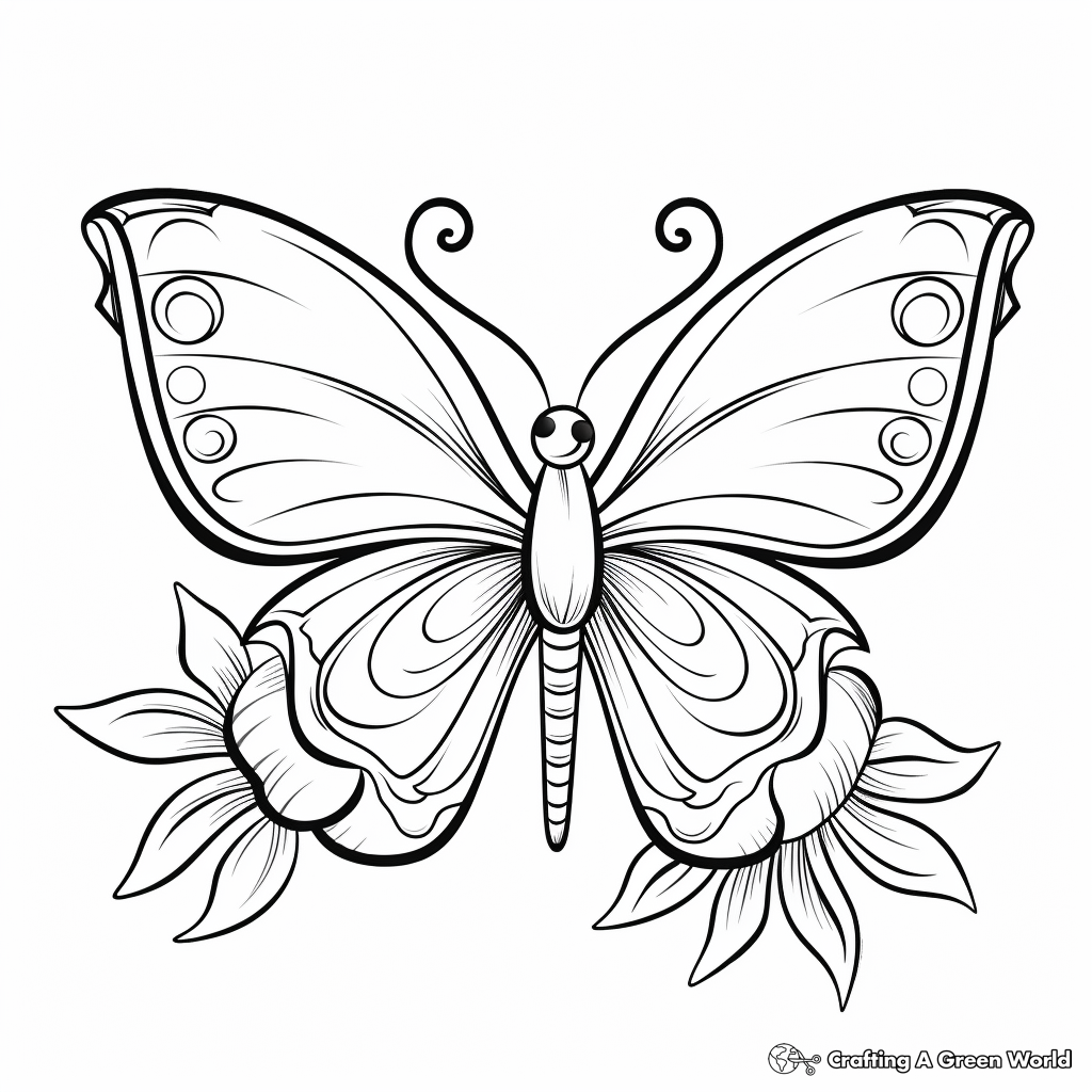 Daisy and Butterfly Coloring Pages 2