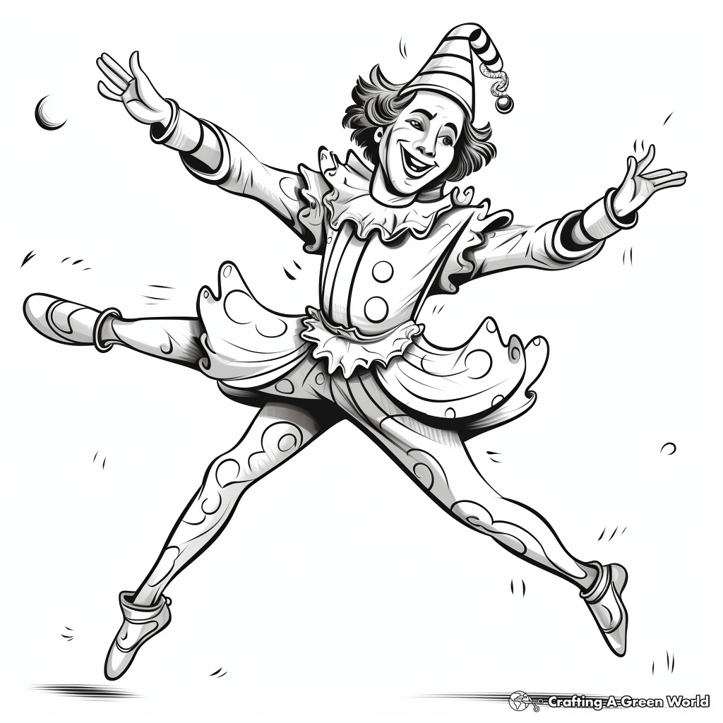 Dancing Jester April Fools Day Coloring Pages 2