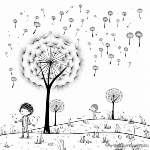 Dandelion in Different Seasons: Multi-Scene Coloring Pages 1