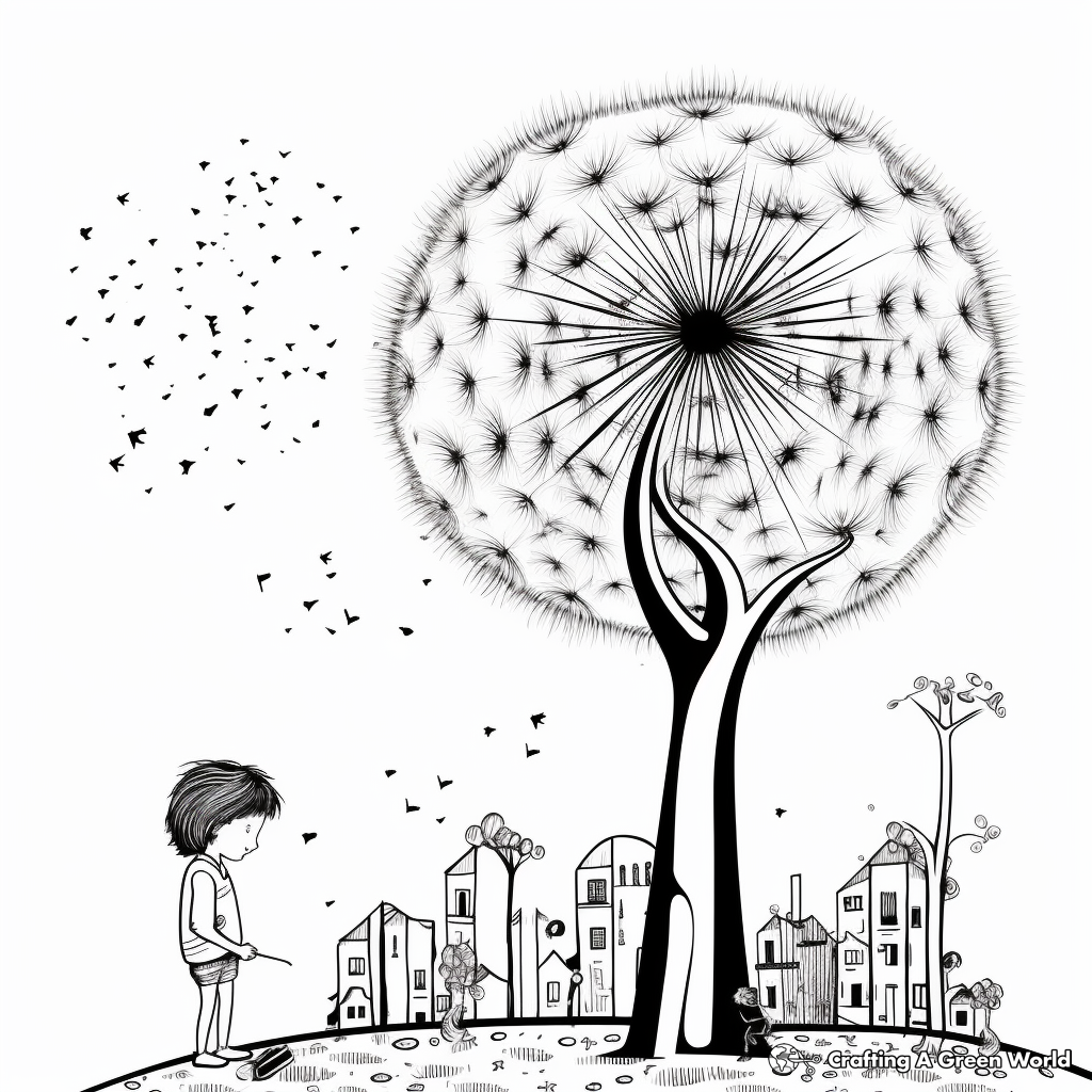 Dandelion in Different Seasons: Multi-Scene Coloring Pages 3