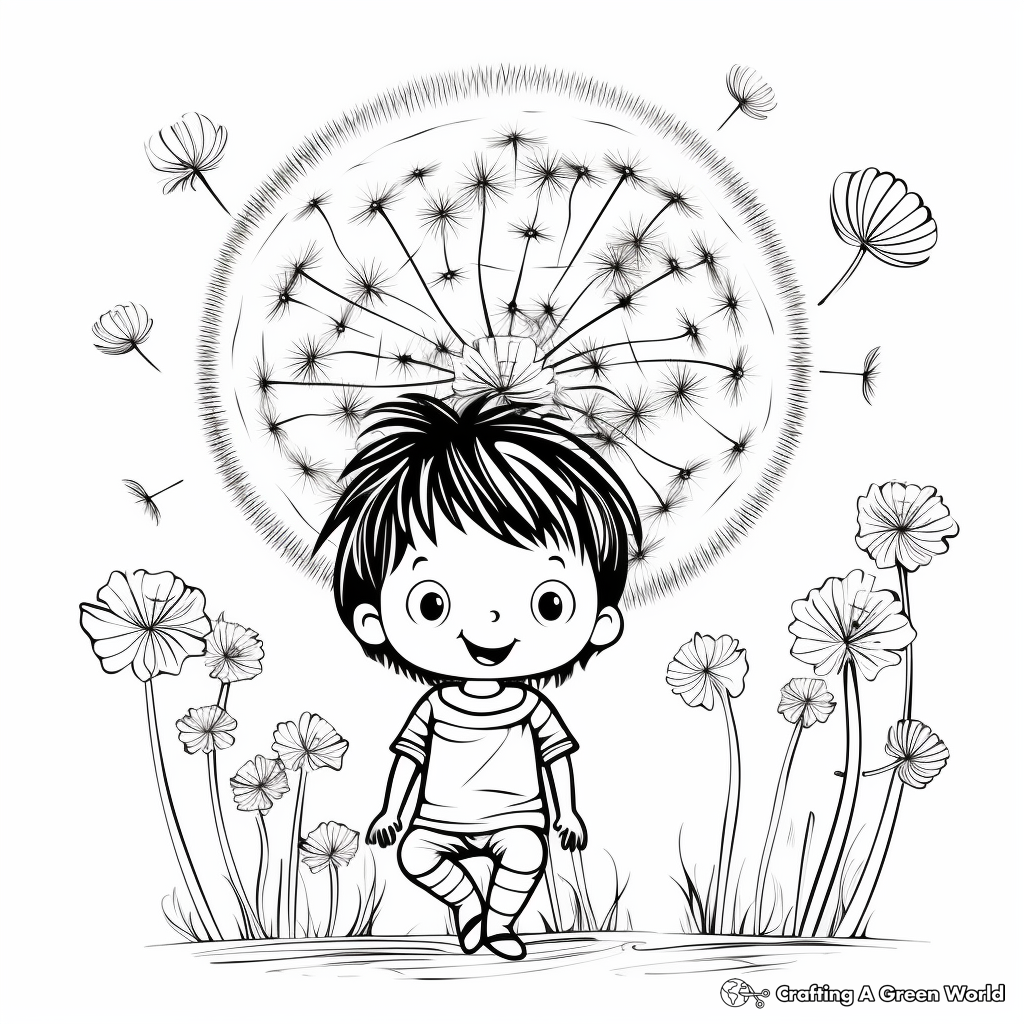 Dandelion in Different Seasons: Multi-Scene Coloring Pages 4