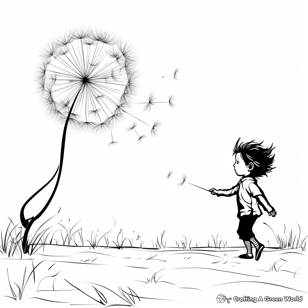 Dandelion in Wind Coloring Pages 2