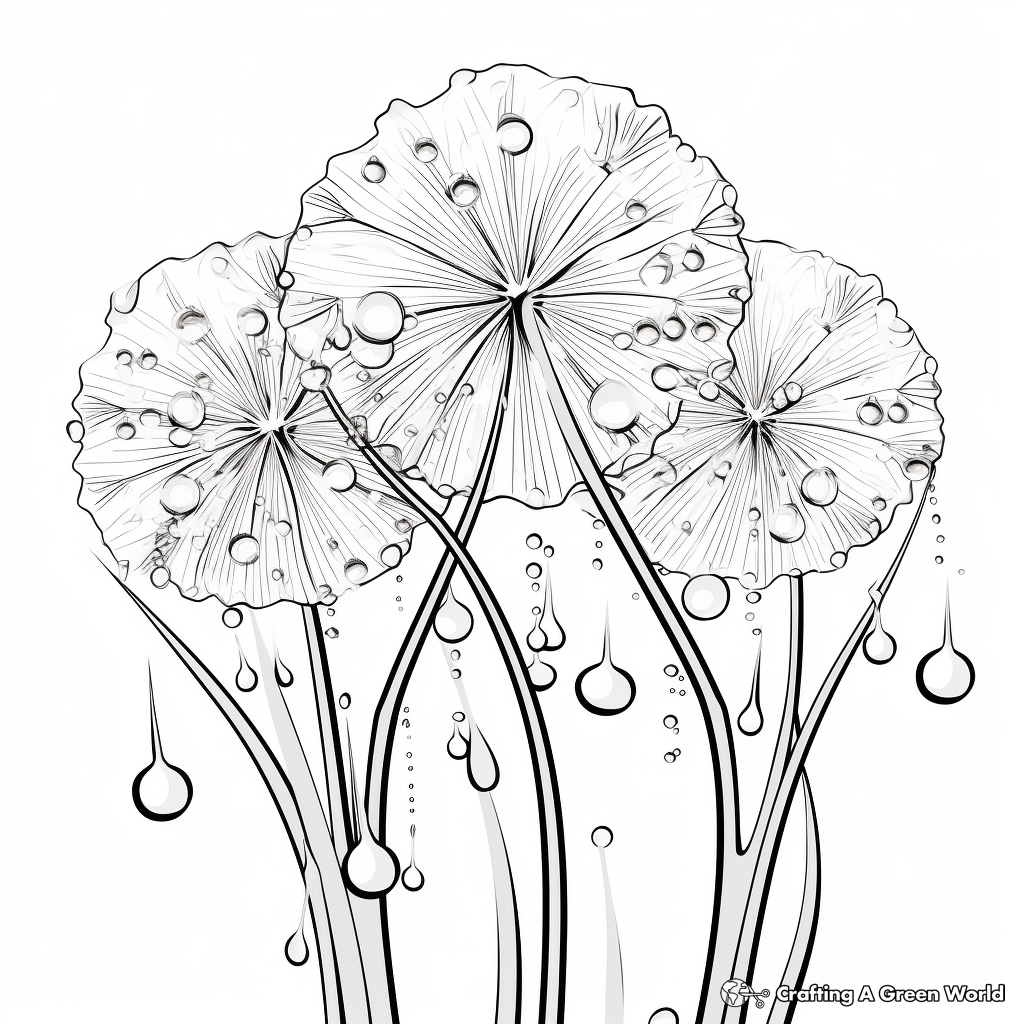 Dandelion with Dew Drops Coloring Pages 1