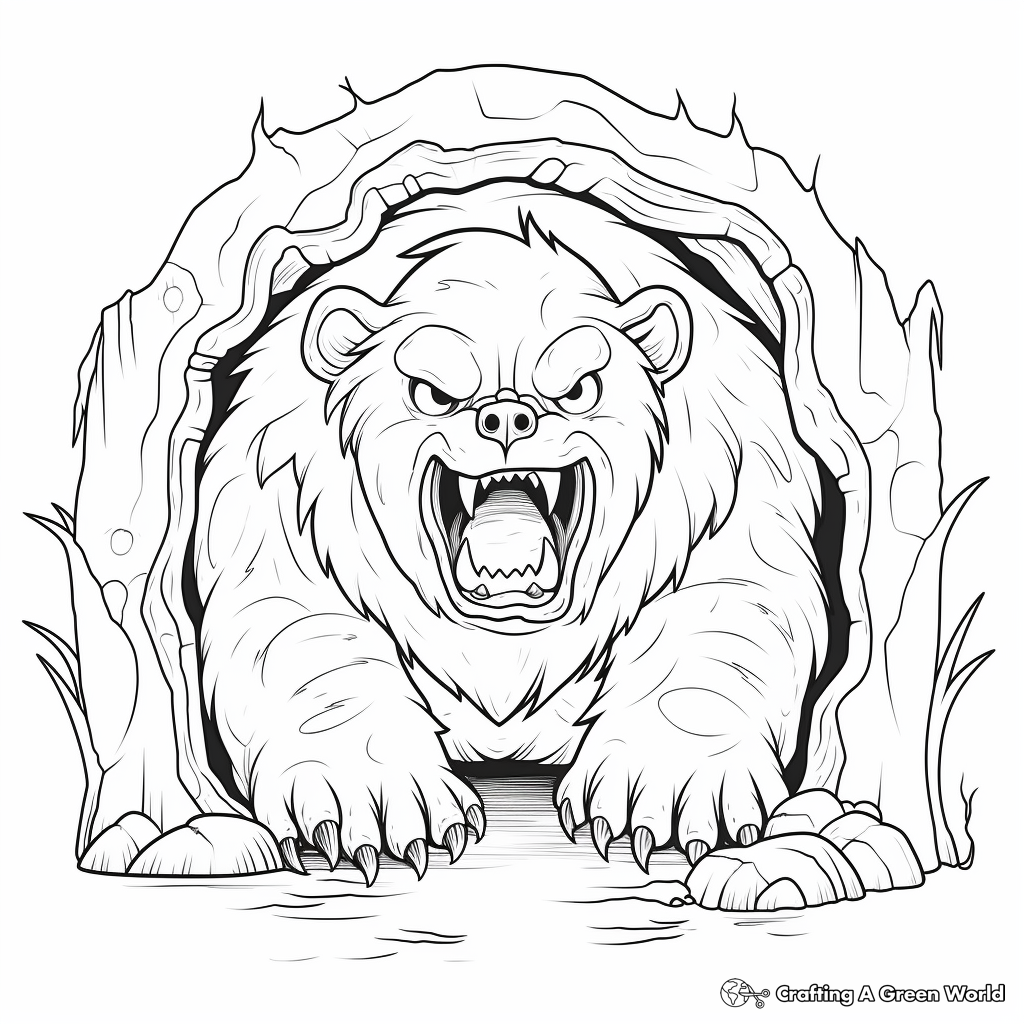 Dark Cave Bear Coloring Pages 1