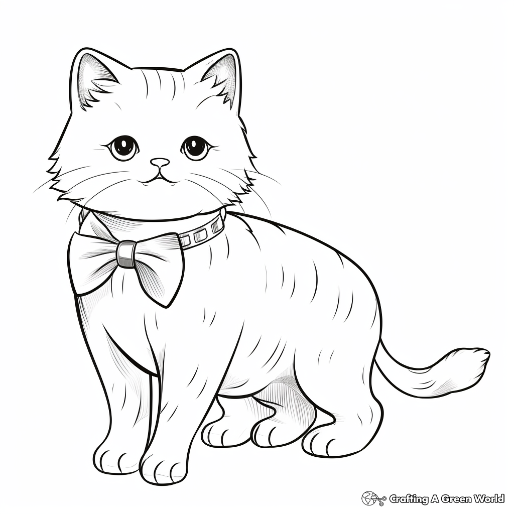 Dashing British Shorthair Cat with Bow Coloring Pages 3