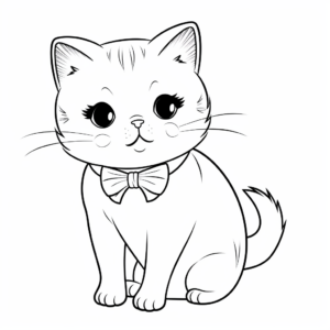 Dashing British Shorthair Cat with Bow Coloring Pages 4