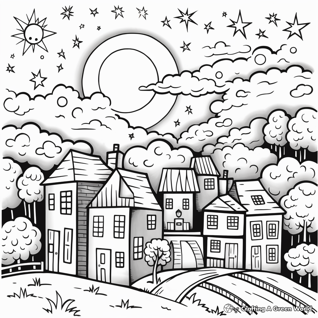 Day and Night Creation Coloring Pages for Kids 1