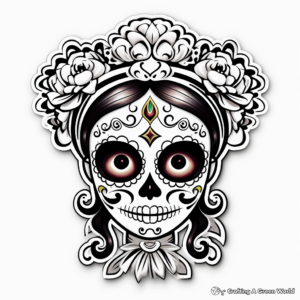 Day of the Dead Inspired Sugar Skull Coloring Pages 3