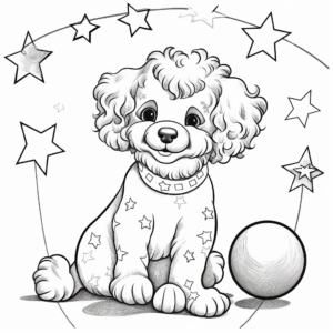 Dazzling Circus Poodle on Ball Coloring Pages 3