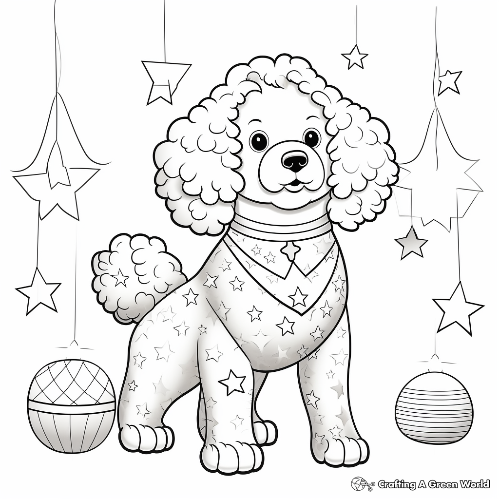 Dazzling Circus Poodle on Ball Coloring Pages 4