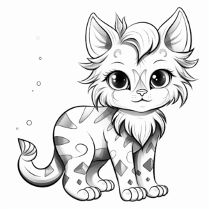 Dazzling Rainbow Unicorn Cat Coloring Pages 1