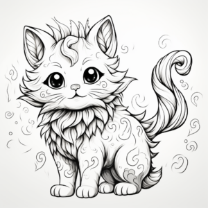 Dazzling Rainbow Unicorn Cat Coloring Pages 3