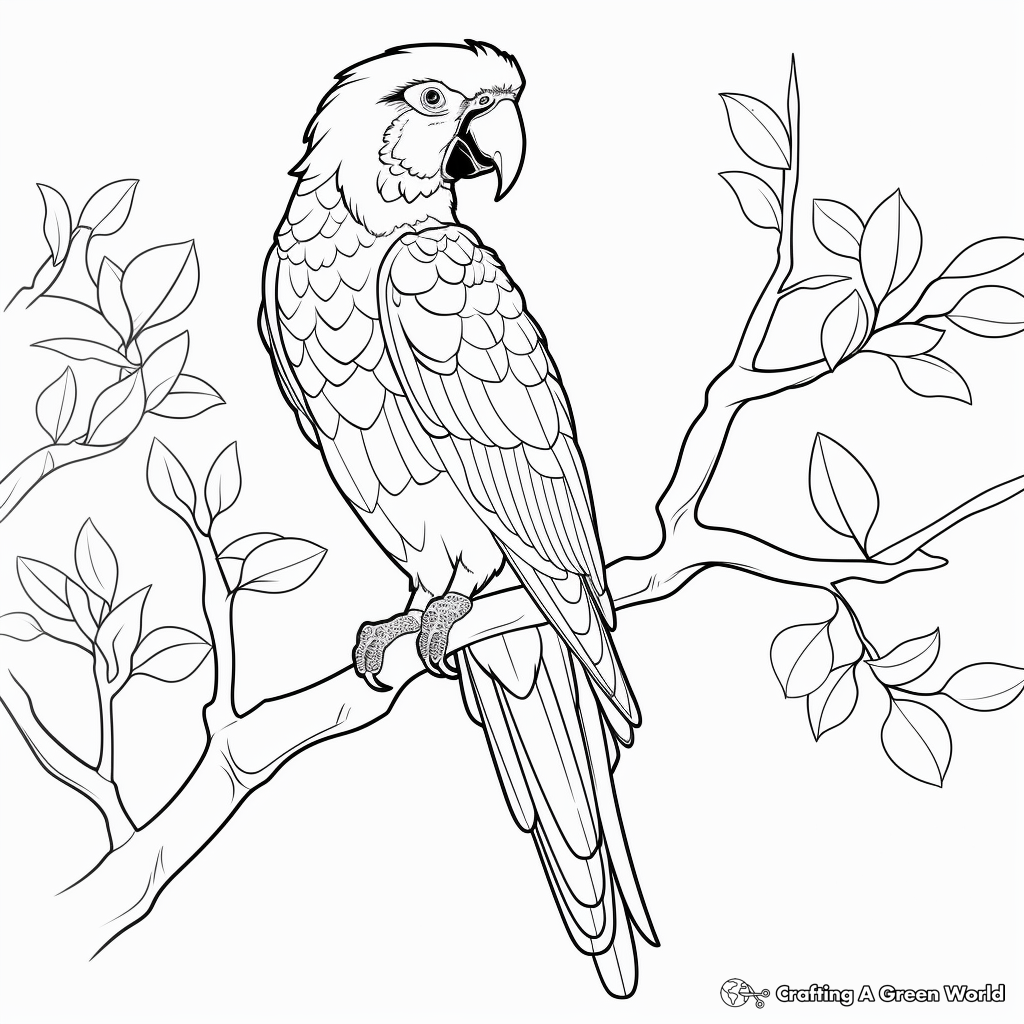 Dazzling Scarlet Macaw Coloring Sheets 1