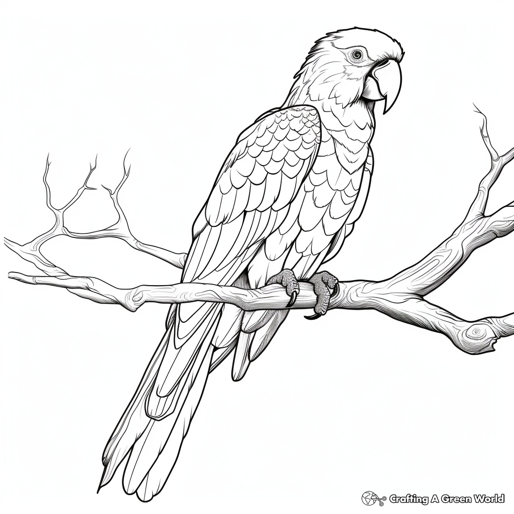 Dazzling Scarlet Macaw Coloring Sheets 2