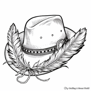 Decorated Cowboy Hat Coloring Pages: Feathers, Bands, and More 1