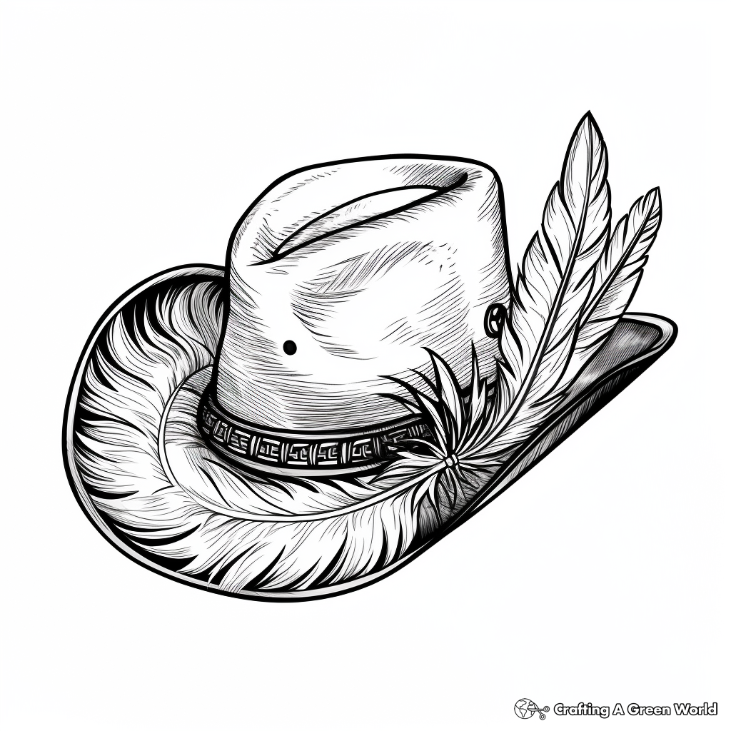 Decorated Cowboy Hat Coloring Pages: Feathers, Bands, and More 2