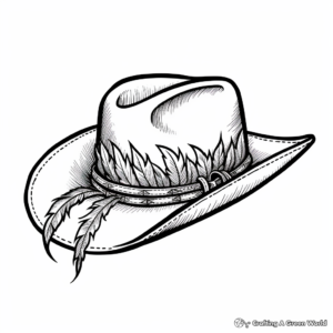 Decorated Cowboy Hat Coloring Pages: Feathers, Bands, and More 3