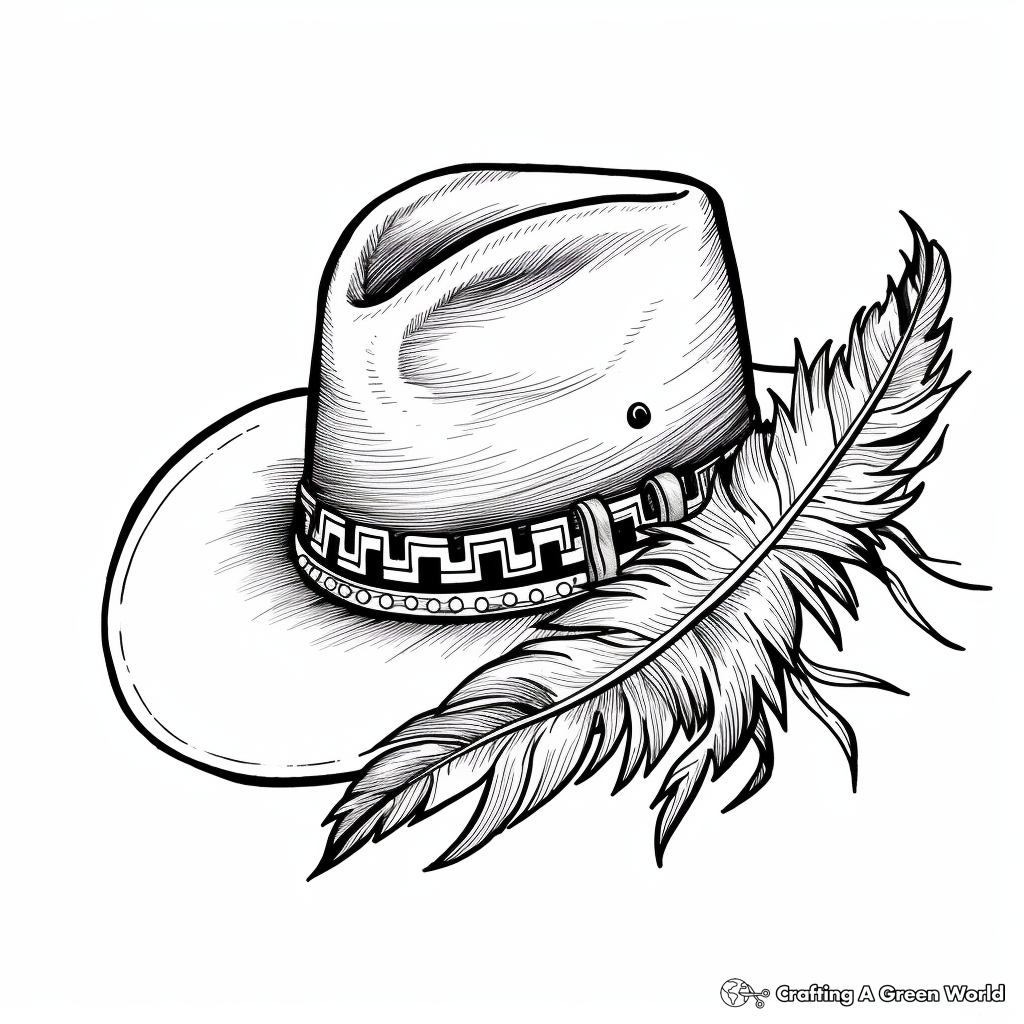 Decorated Cowboy Hat Coloring Pages: Feathers, Bands, and More 4