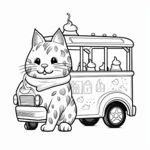 Decorative Cat With Ice Cream Truck Coloring Pages 2