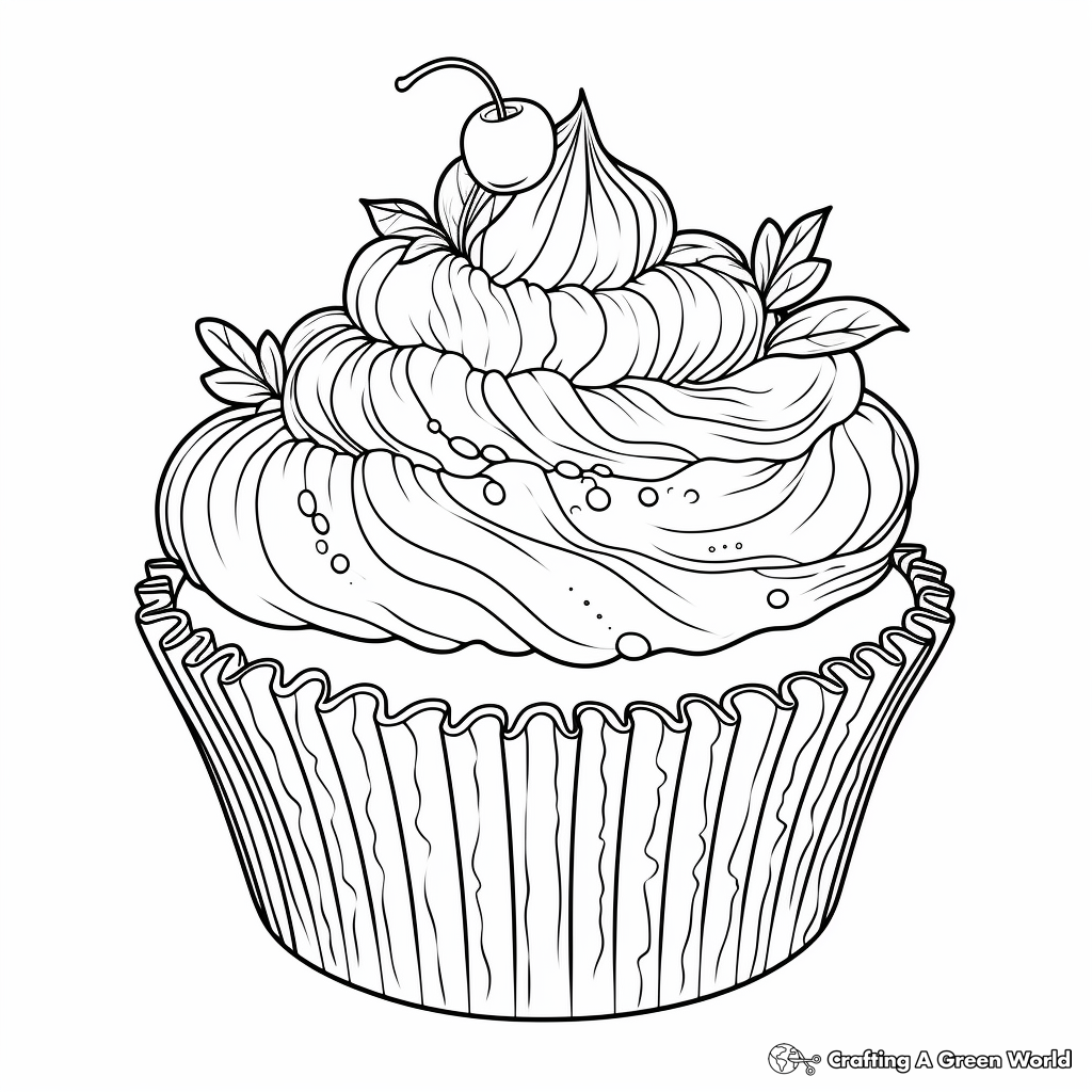 Decorative Cupcake Coloring Pages 1