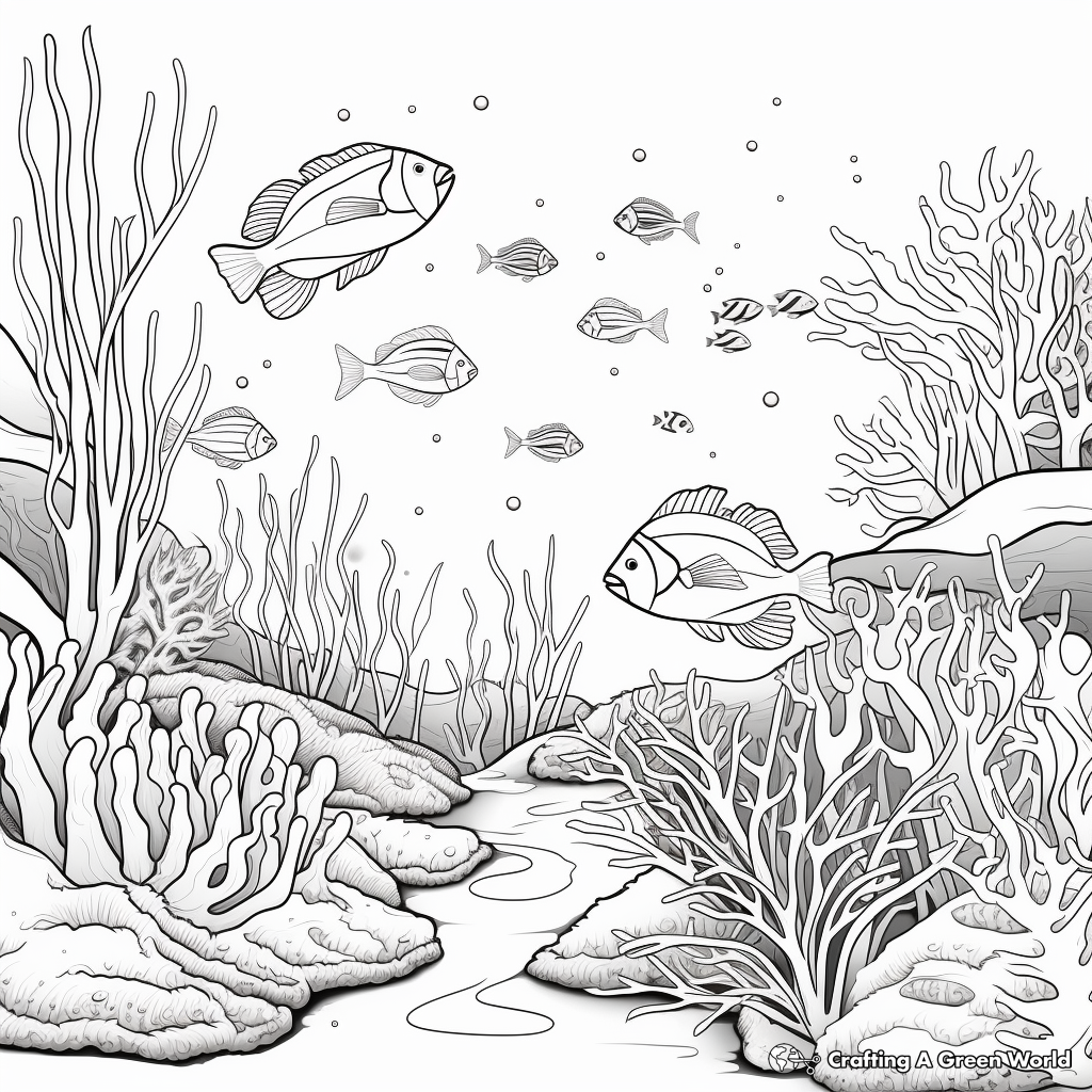 Deep Dive Ocean Ecosystem Coloring Pages 3