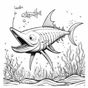 Deep-Sea Swordfish Scene Coloring Sheet 4
