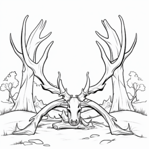 Deer Antler and Scenery Coloring Pages 1