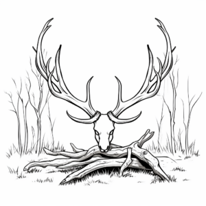 Deer Antler and Scenery Coloring Pages 3