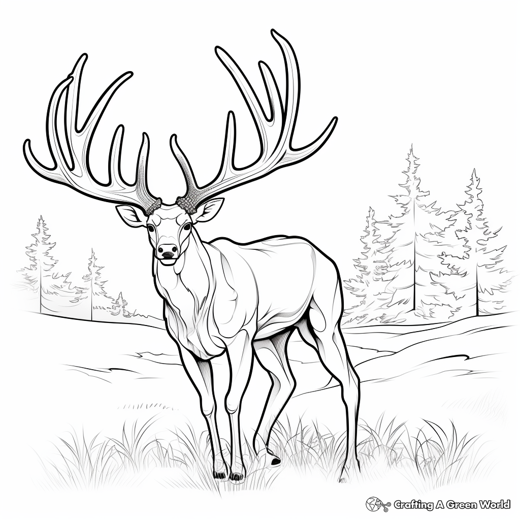 Deer Antler and Scenery Coloring Pages 4