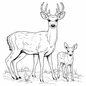 Deer Family Coloring Pages: Buck, Doe, and Fawn 1