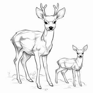 Deer Family Coloring Pages: Buck, Doe, and Fawns 3