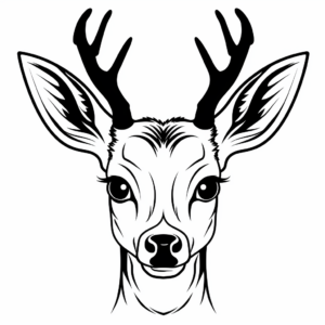 Deer Head Outline Coloring Pages for Beginners 1