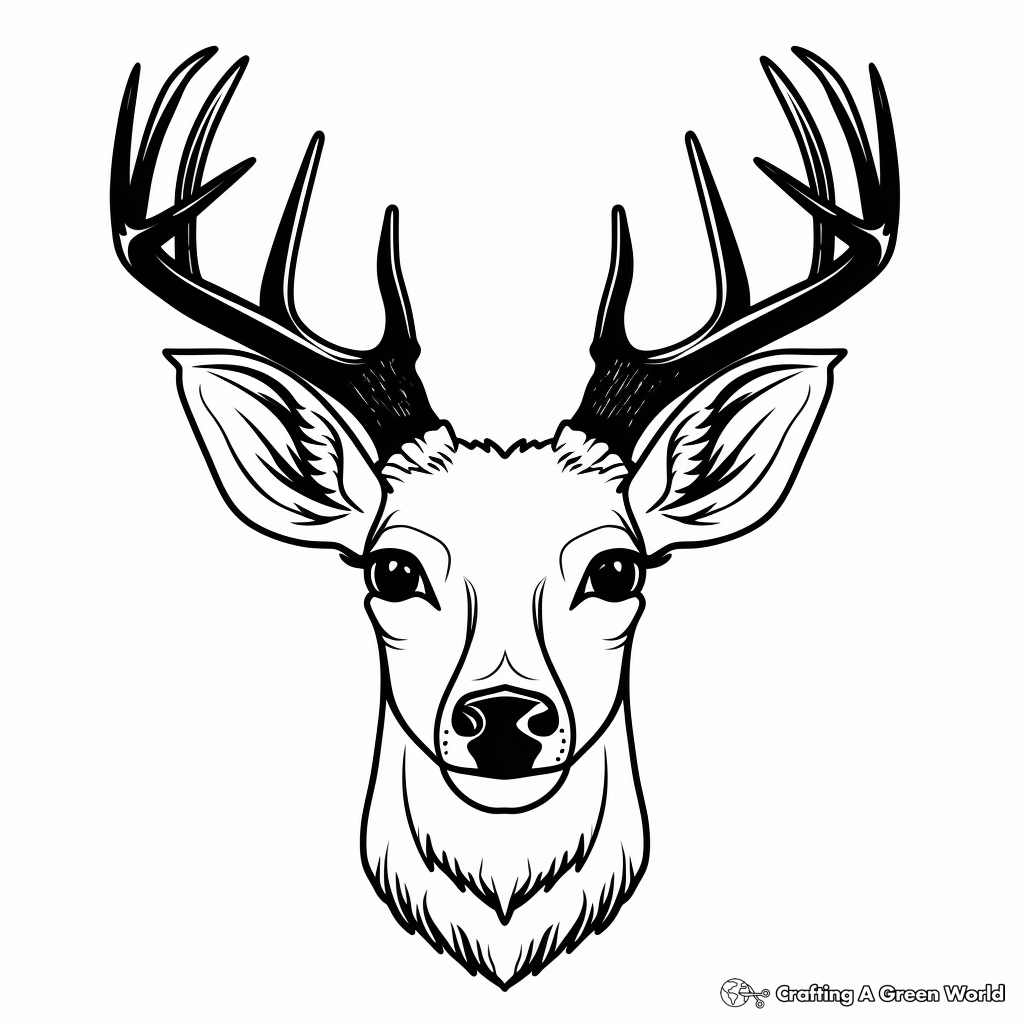 Deer Head Outline Coloring Pages for Beginners 4