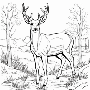 Deer in Autumn : Simple Scenic Coloring Pages 2