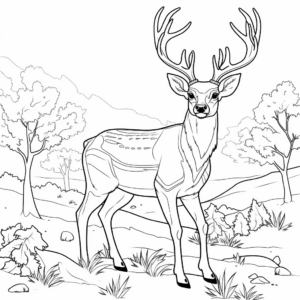Deer in Autumn : Simple Scenic Coloring Pages 3