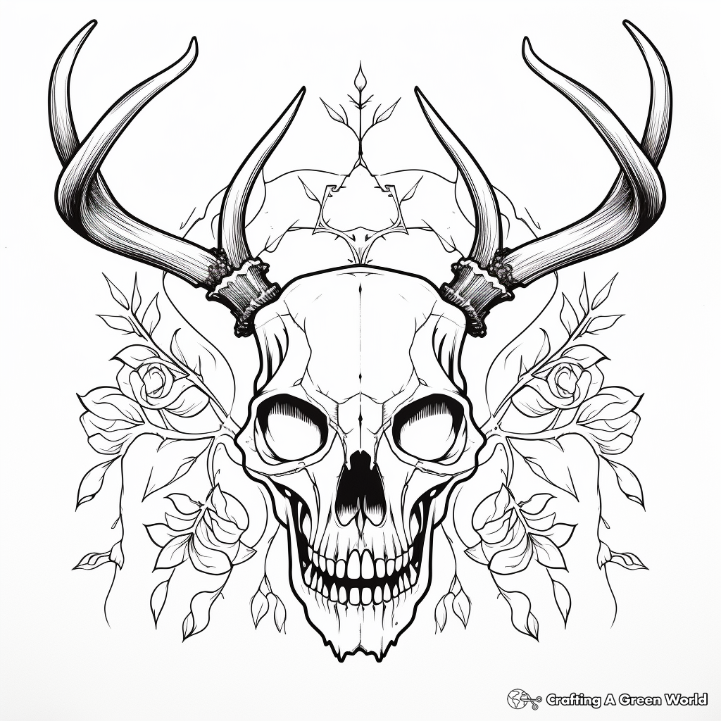 Deer Skull and Arrows Coloring Page 2