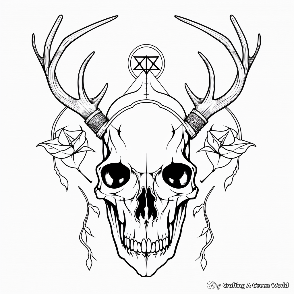Deer Skull and Arrows Coloring Page 4