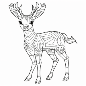 Deer with Geometric Pattern Coloring Pages 2