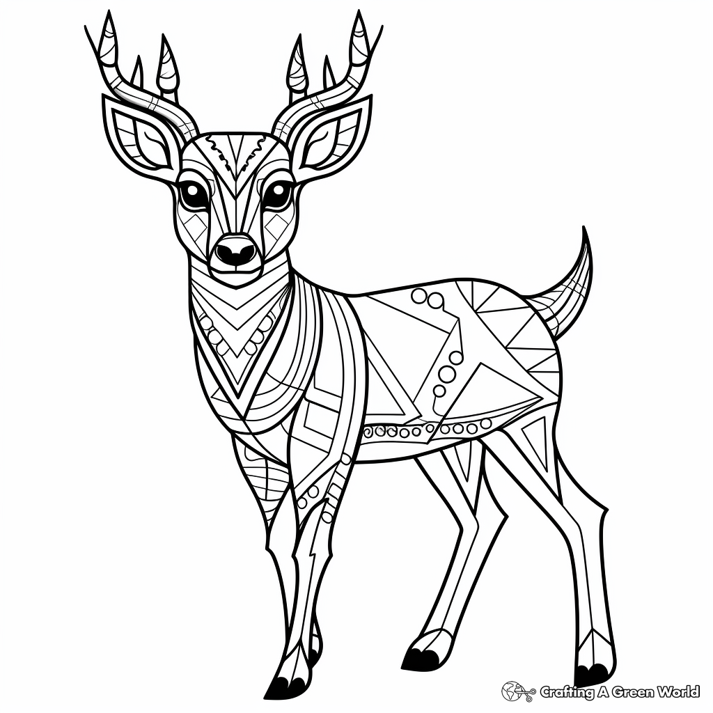 Deer with Geometric Pattern Coloring Pages 3