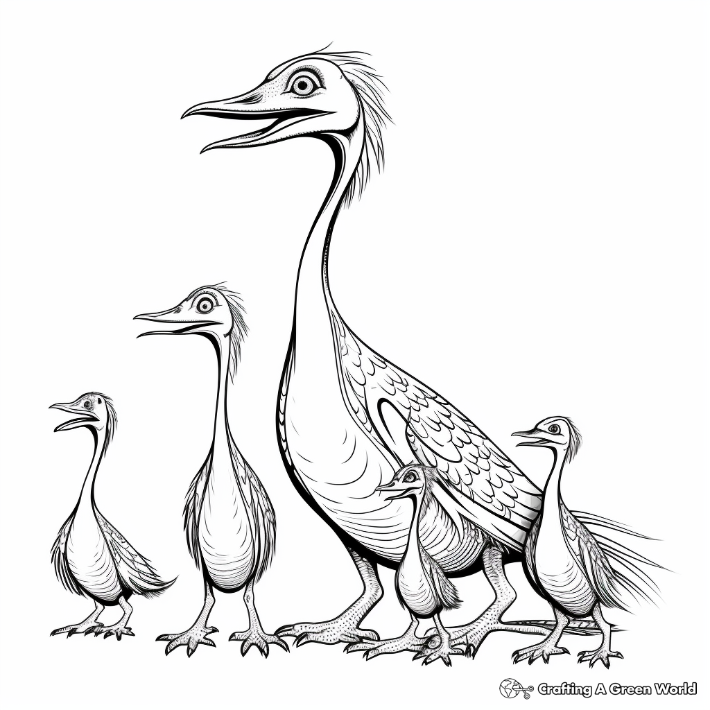 Deinonychus Family Coloring Pages: Male, Female, and Babies 2
