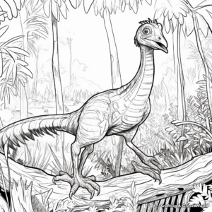 Deinonychus in the Jungle: Forest Scene Coloring Pages 4