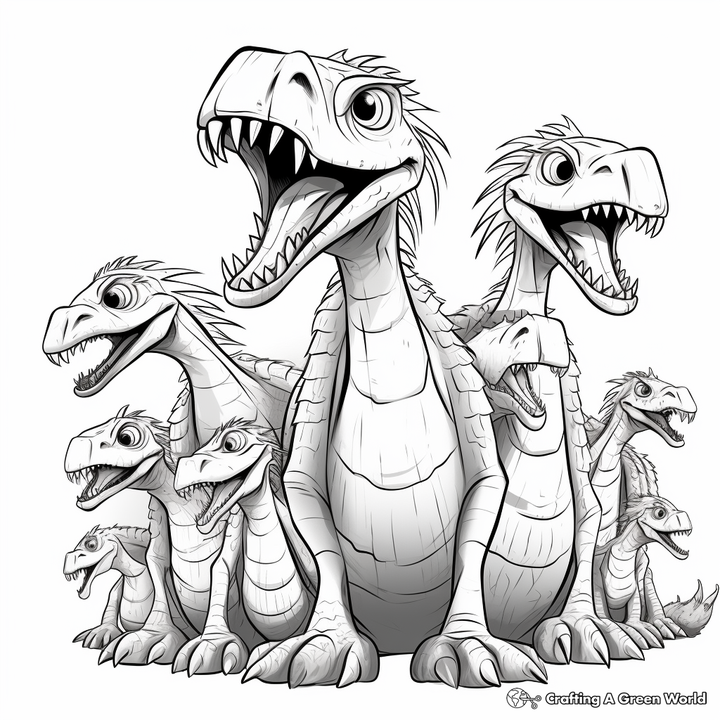 Deinonychus Pack: Group Coloring Pages 4