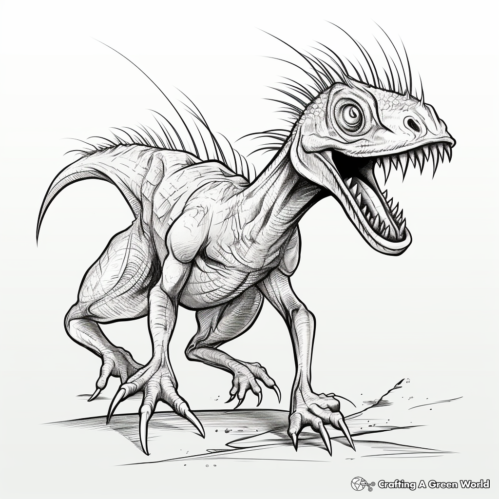 Deinonychus vs Velociraptor: Dinosaur Battle Coloring Pages 1