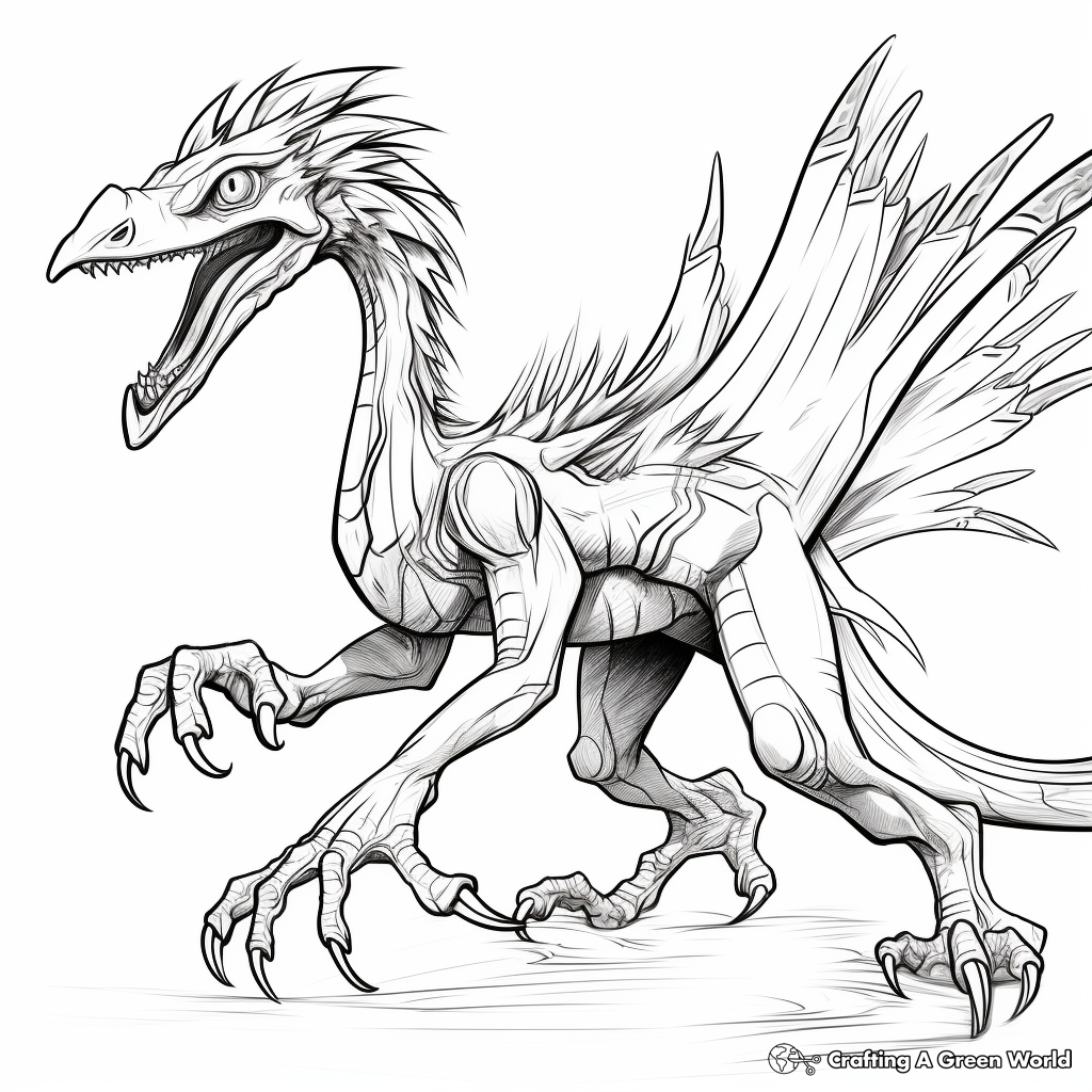 Deinonychus vs Velociraptor: Dinosaur Battle Coloring Pages 4