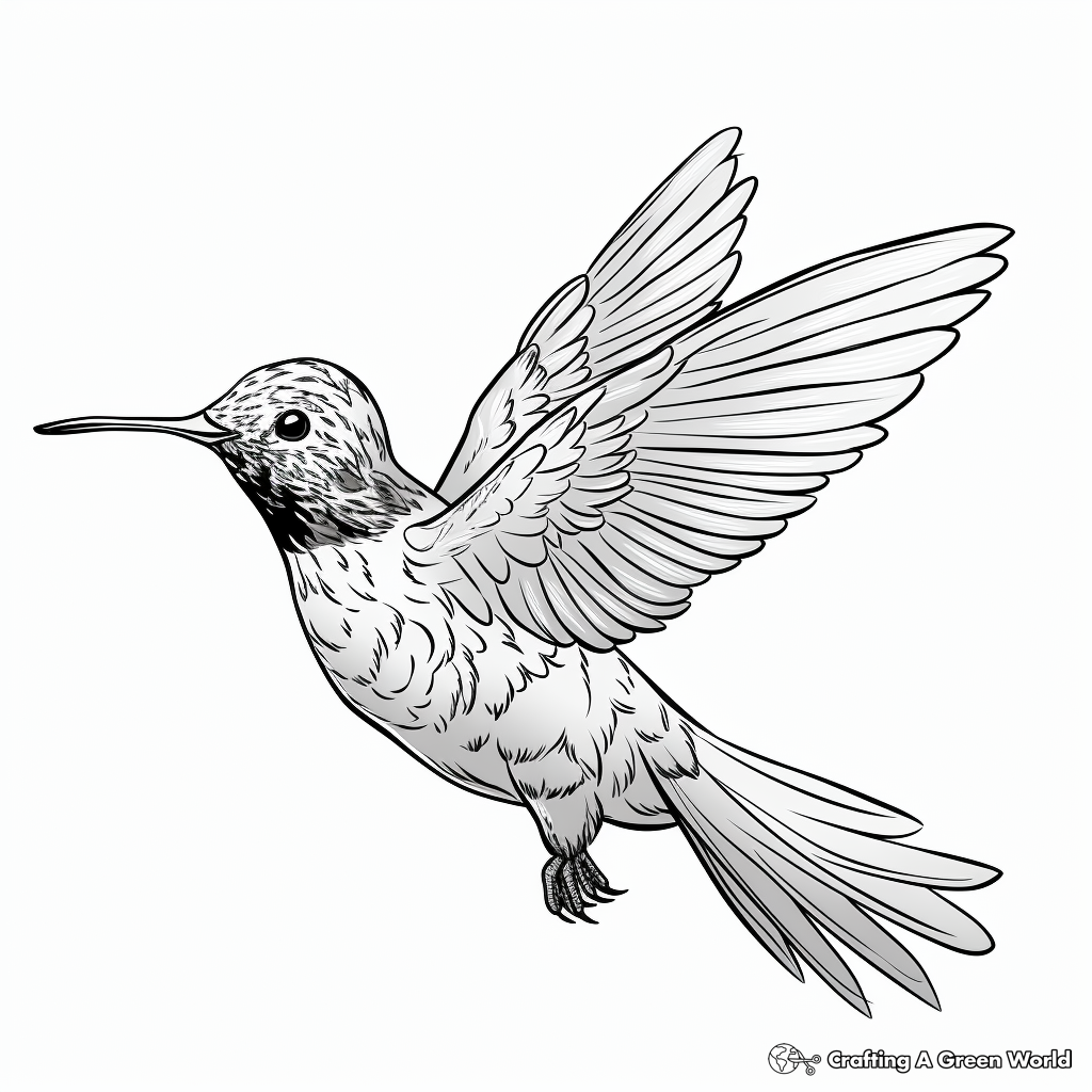 Delicate Anna's Hummingbird Coloring Pages 2