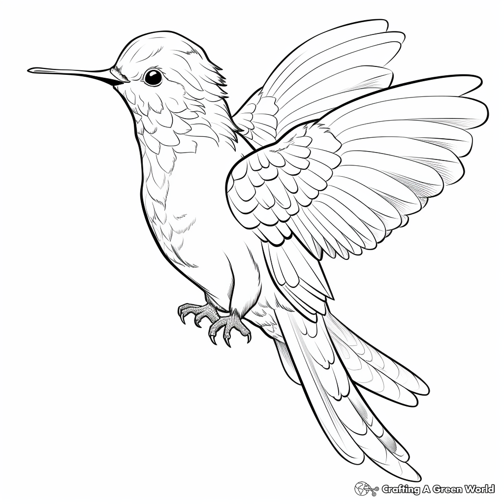 Delicate Anna's Hummingbird Coloring Pages 3